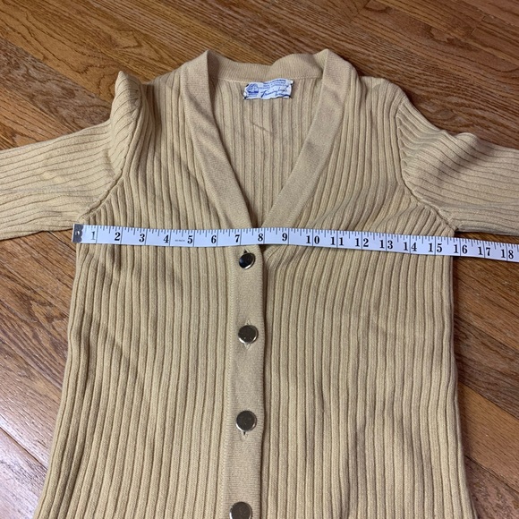 VTG Trimingham’s Bermuda Scottish Cashmere Cardigan Ribbed Tan/Yellow/Beige M - Picture 7 of 7